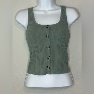 Mudd Juniors Green Ribbed Tank Top Size XS